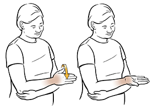 Woman doing wrist supination exercise.